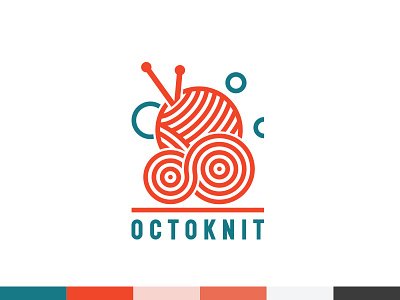 Octoknit Logo brand identity branding illustrator knitting line art logo logo design logodesign logomark minimal modern logo octopus