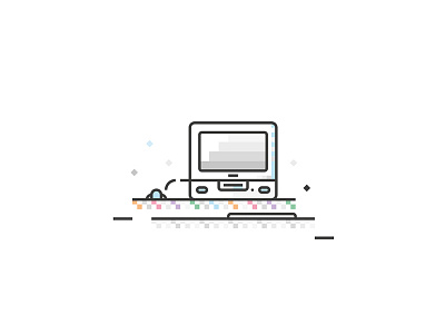 '98 apple flat illustration imac line art vector