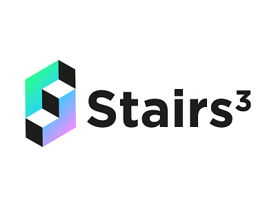 Stairs3 Logo branding gradient icon illustration logo logomark monogram optical illusion rainbow vector