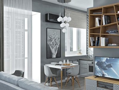 KITCHEN-LIVING ROOM | YANDEX PROJECT 3d apartment design interior interiordesign kitchen kitchen living room living room visualization