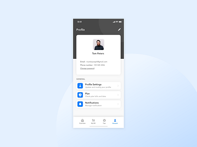 Mobile Plan Management - User Profile design mobile profile settings ui user userprofile