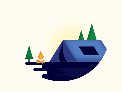 Blue Camp animation design illustration