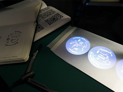 manometers art cardboard drypoint emboss engraving fui futuristic graphic manometer projector sci fi ui