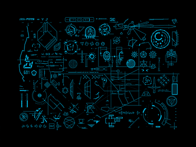 unfolded_pattern arrange details interface organized parts pattern sci fi techno vector