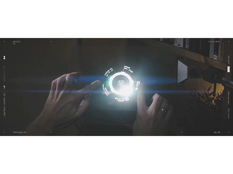 Device UI / Парадокс-М abstract art device fui glass high tech hologram hud installation interactive iot motion graphics multitouch sci fi type typography ui ux