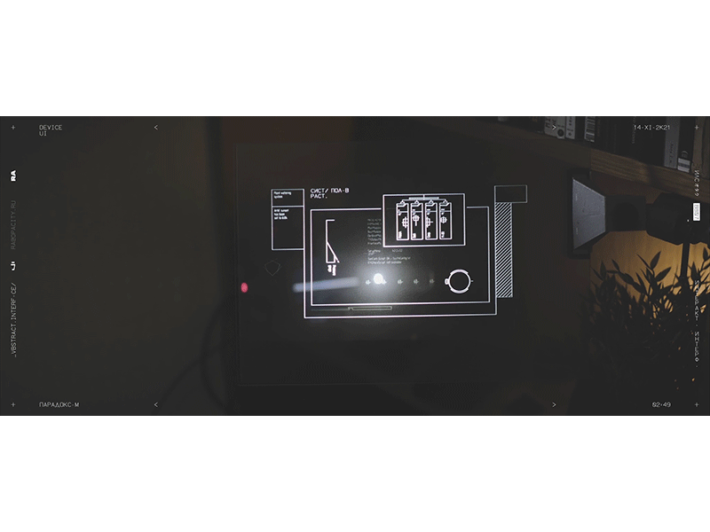 Device UI / Парадокс-М abstract art device fui glass high tech hologram hud installation interactive iot motion graphics multitouch sci fi type typography ui ux