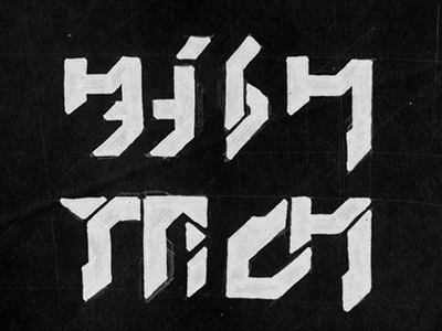 high tech / low life [ blvck edition ] abstract ambigram cyberpunk draft glitch lettering logo sci fi sketch symbiotogram type typography