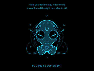 PG v.0/23-64. DSP-rate.DAT future gas mask illustration industrial retro skull vector