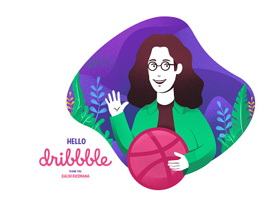 Hello Dribbble debut design first flat floral design hellodribbble illustration logo photoshop purple ui ux vector web website