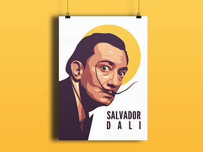 Salvador Dali art cover design face illustration portait poster salvador dali vector vector art yellow