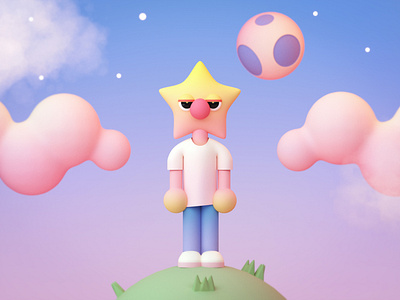 Astral by Defaced 3d c4d character illustration moon render space