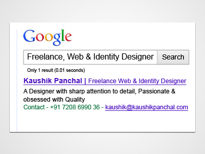 Google Card business card card designer google google card google inspired identity kaushik kaushik panchal panchal search web