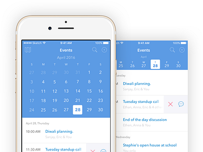 Events Calendar Expanded blue calendar events ios ui minimalistic mobile app mobile ui typography ui