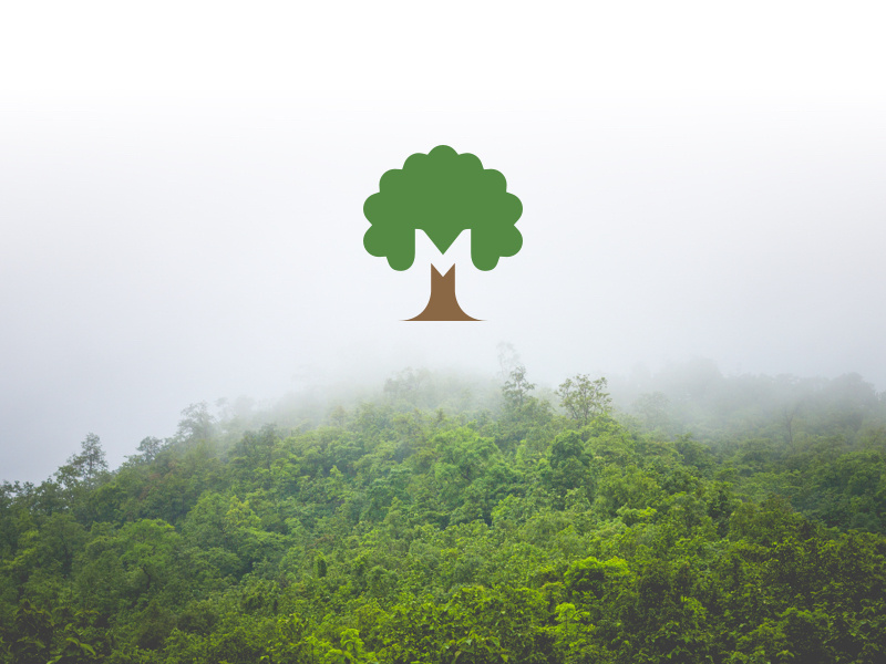 Logo design for an eco farm nature logo mark brown green tree nature eco farm m symbol icon logo