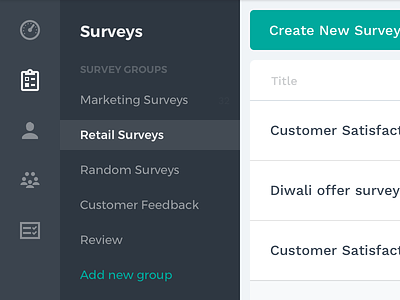Survey Navigation dark groups icons menu nav navigation sidebar survey ui web