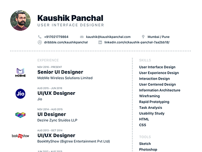 Resume - User Interface Designer