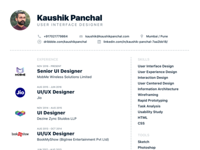 Resume - User Interface Designer
