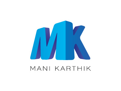 Mani Karthik Logo 3d black blue identity k karthik logo m mani perspective shadow violet