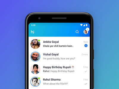 Online status and stories in chat list - exploration blue chat list clean interaction interaction animation online status stories ui ui design ui-ux design ux design