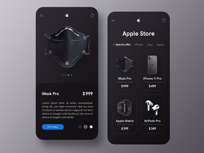 Apple store concept - Dark app apple apple ui applestore appstore dark dark ui design graphic imask imaskui iran logo mask store tehran ui app ui apple ui dark uiapp
