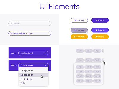 UI Elements button dd design dropdwon graphic search tags ui ux