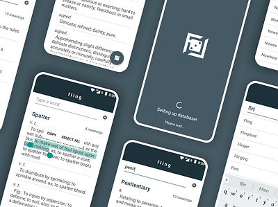 Fling: Dictionary and Vocabulary Builder | Android App adobe android android app design app branding design fling illustrator play store