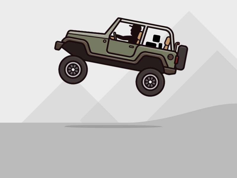 Jeep Bounce Animation animation army bounce car fast gif green hills jeep mountains speed suspension