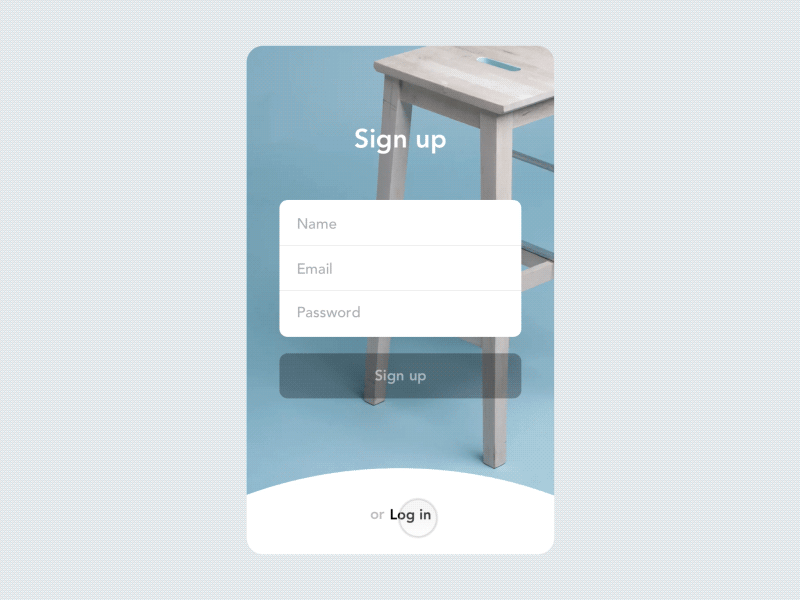 Sign up or Log in 001 chair dailyui device form photo principle screen sign up sign up form sketch ui