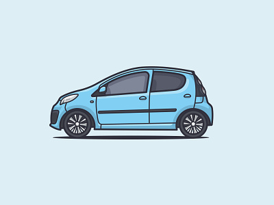 2013 Citroën C1 baby blue c1 car car illustration car side citroen citroen c1 illustration illustrator rims side vector wheels