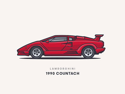 1990 Lamborghini Countach 1990 car car illustration countach illustrator lambo lamborghini red rims rotterdam side vector