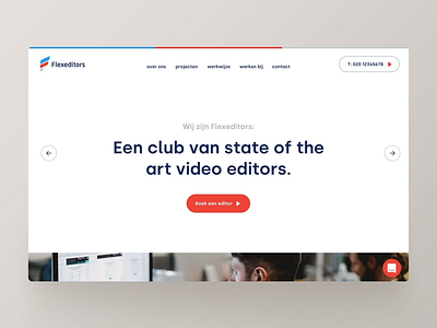 Flexeditors - One Page art clean dennis flexeditors interaction onepage orange rotterdam scroll snellenberg ui ux video video editor website white