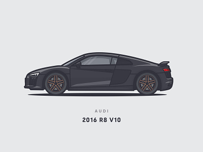 2016 Audi R8 V10 2016 adobe illustrator black car car illustration car side poster rims vector wheels