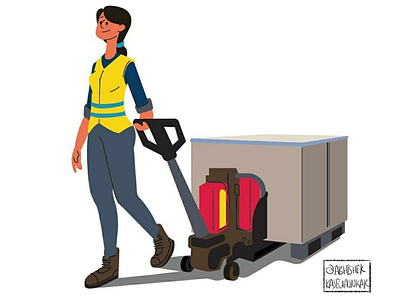 Logistics cargo cartoon delivery digital drawing illustration logistics service shipment shipping sketching women womens