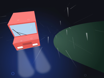 Fake 3D in adobe aftereffect traveling at night. 2d animation car creative dribbble gif illustration loop motion motiongraphics traveling vector