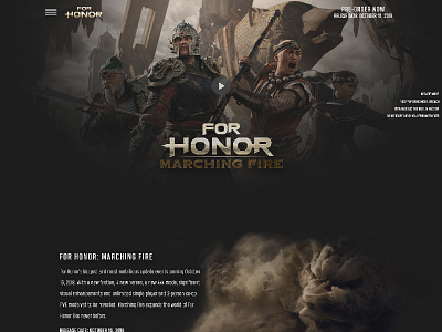 For Honor Marching Fire Concept for honor game games illustration landing page product productdesign ubisoft ui design uidesign uiux web web design web page web site design webdesign webpage