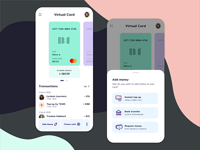 Card management app app design card ui finance app ui virtual card