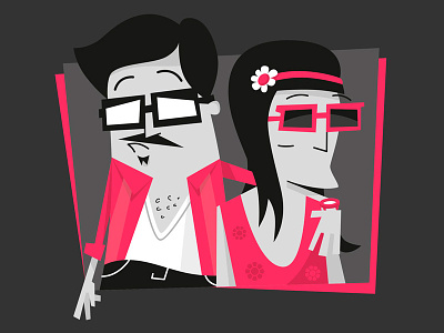 Hipsters agency black cartoon character editorial hipster perfect fit pink relationship stylised