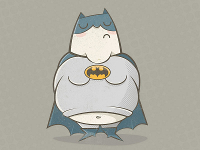 Too Fat To Bat bat batman character fat illustration ipad iphone muted neutral quirky retro wallpaper