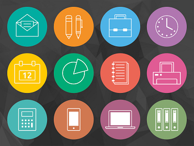 Office Icons Freebie bright color flat free icon office