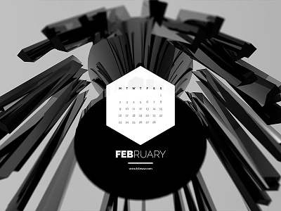 Dark Polygon Calendar - February