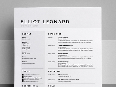 Resume/CV - 'Elliot'