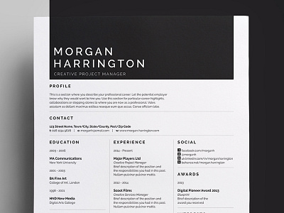 Resume/CV - 'Morgan'