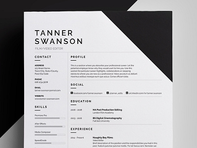 Resume/CV - 'Tanner'