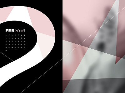 Abstract Desktop Calendar - February 2016 abstract dark desktop february free typography wallpaper