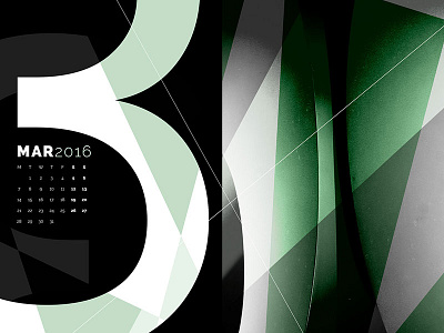 Abstract Desktop Calendar - March 2016 abstract dark desktop free march typography wallpaper