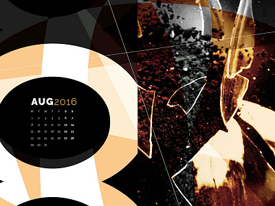 Abstract Desktop Calendar - August