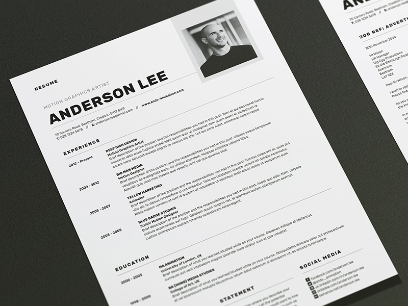 Resume/CV - 'Anderson' resume resume template resume design cover letter portfolio cv template cv design creative market