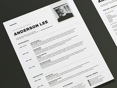 Resume/CV - 'Anderson' cover letter creative market cv design cv template portfolio resume resume design resume template