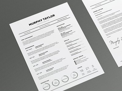 Resume/CV - 'Murphy' cover letter creative market cv design cv template portfolio resume resume design resume template