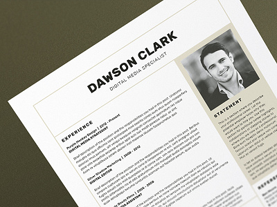 Resume/CV - 'Dawson' cover letter creative market cv design cv template portfolio resume resume design resume template